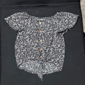 Floral Black and White Kids Top
